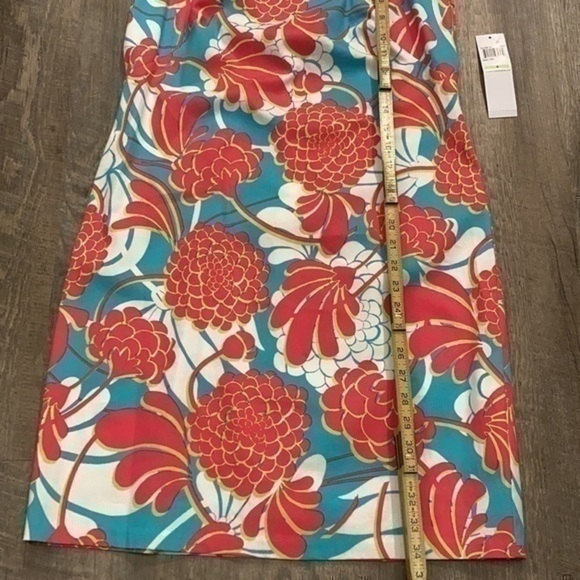 London Times aqua pink white tropical floral sleeveless sundress shift dress  4 - Picture 8 of 12